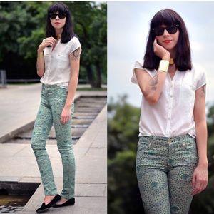 7 For All Mankind Women's Peacock Print Jeans